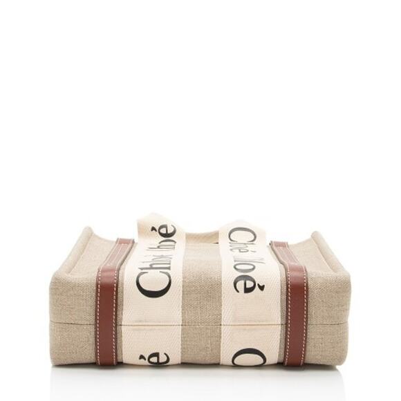 Chloe Small Woody Ribbon Tote With Strap White Brown - Picture 5 of 10